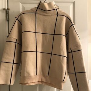 Chic Wish Grid Mock neck sweater